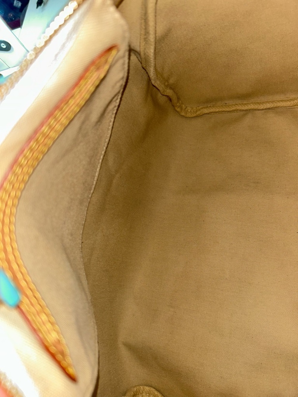 Louis Vuitton Damier Azur Checkered Satchel in Beige and Tan - Picture 7 of 10
